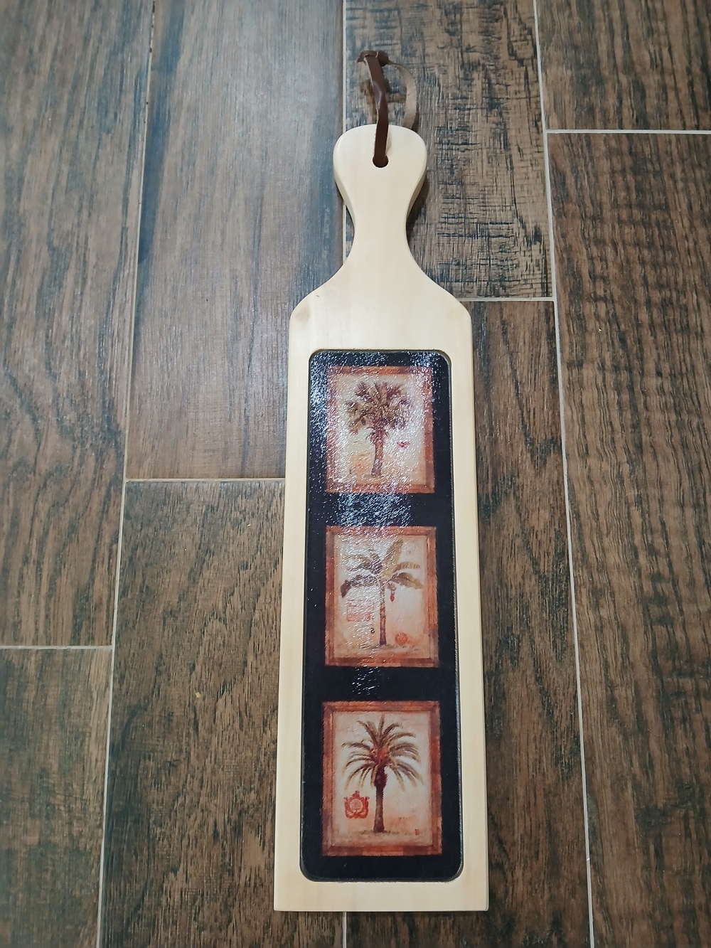 Palm Tree Decorative Paddle Wall Hanging Boho Decor, 20 inches by 5 inches